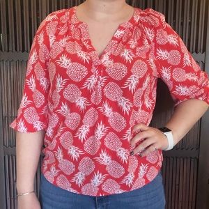 Crown & Ivy Pineapple Print Blouse - Large